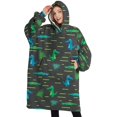 thumbnail image 1 of Oversized Wearable Blanket Hoodie,DarkGray Cartoon Crocodiles Pattern Sherpa Blanket Hoodie with Super Pockets,Super Warm Fuzzy Pullover for Women & Men, 1 of 6