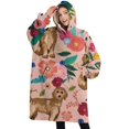 thumbnail image 1 of Oversized Wearable Blanket Hoodie,Dogs with Flowers Sherpa Blanket Hoodie with Super Pockets,Super Warm Fuzzy Pullover for Women & Men, 1 of 6