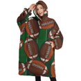 thumbnail image 1 of Oversized Wearable Blanket Hoodie,Football on Field Pattern Sherpa Blanket Hoodie with Super Pockets,Super Warm Fuzzy Pullover for Women & Men, 1 of 6
