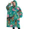 thumbnail image 1 of Oversized Wearable Blanket Hoodie,German Shepherd Dog and Flower Sherpa Blanket Hoodie with Super Pockets,Super Warm Fuzzy Pullover for Women & Men, 1 of 6
