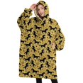 thumbnail image 1 of Oversized Wearable Blanket Hoodie,Gold Cartoon Unicorn Pattern Sherpa Blanket Hoodie with Super Pockets,Super Warm Fuzzy Pullover for Women & Men, 1 of 6