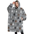 thumbnail image 1 of Oversized Wearable Blanket Hoodie,Gray Christmas Tree Pattern Sherpa Blanket Hoodie with Super Pockets,Super Warm Fuzzy Pullover for Women & Men, 1 of 6