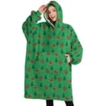 thumbnail image 1 of Oversized Wearable Blanket Hoodie,Green Bigfoot and Campfire Pattern Sherpa Blanket Hoodie with Super Pockets,Super Warm Fuzzy Pullover for Women & Men, 1 of 6