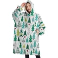 thumbnail image 1 of Oversized Wearable Blanket Hoodie,Green Christmas Tree Pattern Sherpa Blanket Hoodie with Super Pockets,Super Warm Fuzzy Pullover for Women & Men, 1 of 6