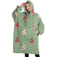 thumbnail image 1 of Oversized Wearable Blanket Hoodie,Green Christmas Tree Pattern Sherpa Blanket Hoodie with Super Pockets,Super Warm Fuzzy Pullover for Women & Men, 1 of 6