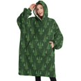 thumbnail image 1 of Oversized Wearable Blanket Hoodie,Green Christmas Tree Pattern Sherpa Blanket Hoodie with Super Pockets,Super Warm Fuzzy Pullover for Women & Men, 1 of 6