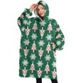 thumbnail image 1 of Oversized Wearable Blanket Hoodie,Green Christmas Tree and Snowflake Pattern Sherpa Blanket Hoodie with Super Pockets,Super Warm Fuzzy Pullover for Women & Men, 1 of 6