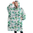 thumbnail image 1 of Oversized Wearable Blanket Hoodie,Green Christmas Tree and Text Pattern Sherpa Blanket Hoodie with Super Pockets,Super Warm Fuzzy Pullover for Women & Men, 1 of 6