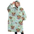thumbnail image 1 of Oversized Wearable Blanket Hoodie,Green Highland Cow Flower Pattern Sherpa Blanket Hoodie with Super Pockets,Super Warm Fuzzy Pullover for Women & Men, 1 of 6