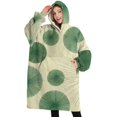 thumbnail image 1 of Oversized Wearable Blanket Hoodie,Green Tie Dye Fan Pattern Sherpa Blanket Hoodie with Super Pockets,Super Warm Fuzzy Pullover for Women & Men, 1 of 6