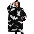 thumbnail image 1 of Oversized Wearable Blanket Hoodie,Halloween Bat Silhouettes Sherpa Blanket Hoodie with Super Pockets,Super Warm Fuzzy Pullover for Women & Men, 1 of 6
