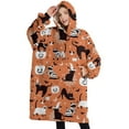 thumbnail image 1 of Oversized Wearable Blanket Hoodie,Halloween Cat Pattern Sherpa Blanket Hoodie with Super Pockets,Super Warm Fuzzy Pullover for Women & Men, 1 of 6