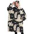 thumbnail image 1 of Oversized Wearable Blanket Hoodie,Halloween Ghost Boo Pattern Sherpa Blanket Hoodie with Super Pockets,Super Warm Fuzzy Pullover for Women & Men, 1 of 6