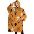 thumbnail image 1 of Oversized Wearable Blanket Hoodie,Halloween Ghosts Pumpkins and Spider Webs Sherpa Blanket Hoodie with Super Pockets,Super Warm Fuzzy Pullover for Women & Men, 1 of 6