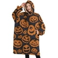 thumbnail image 1 of Oversized Wearable Blanket Hoodie,Halloween Jack O Lanterns on Dark Background Sherpa Blanket Hoodie with Super Pockets,Super Warm Fuzzy Pullover for Women & Men, 1 of 6