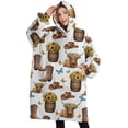thumbnail image 1 of Oversized Wearable Blanket Hoodie,Highland Cow Barrel Boot Butterfly Pattern Sherpa Blanket Hoodie with Super Pockets,Super Warm Fuzzy Pullover for Women & Men, 1 of 6