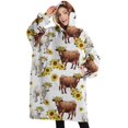 thumbnail image 1 of Oversized Wearable Blanket Hoodie,Highland Cow Sunflower Cow Pattern Sherpa Blanket Hoodie with Super Pockets,Super Warm Fuzzy Pullover for Women & Men, 1 of 6