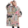 thumbnail image 1 of Oversized Wearable Blanket Hoodie,Husky Dog Flower Floral Sherpa Blanket Hoodie with Super Pockets,Super Warm Fuzzy Pullover for Women & Men, 1 of 6