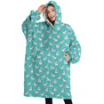 thumbnail image 1 of Oversized Wearable Blanket Hoodie,Light Blue Cartoon Unicorn Pattern Sherpa Blanket Hoodie with Super Pockets,Super Warm Fuzzy Pullover for Women & Men, 1 of 6
