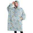 thumbnail image 1 of Oversized Wearable Blanket Hoodie,Light Blue Daisy Flower Pattern Sherpa Blanket Hoodie with Super Pockets,Super Warm Fuzzy Pullover for Women & Men, 1 of 6