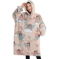 thumbnail image 1 of Oversized Wearable Blanket Hoodie,Light Pink Fairy Pattern Sherpa Blanket Hoodie with Super Pockets,Super Warm Fuzzy Pullover for Women & Men, 1 of 6