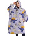 thumbnail image 1 of Oversized Wearable Blanket Hoodie,LightPurple Cartoon Dinosaurs Eggs Pattern Sherpa Blanket Hoodie with Super Pockets,Super Warm Fuzzy Pullover for Women & Men, 1 of 6