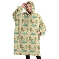 thumbnail image 1 of Oversized Wearable Blanket Hoodie,LightYellow Cartoon Dinosaurs Small Dinosaurs Pattern Sherpa Blanket Hoodie with Super Pockets,Super Warm Fuzzy Pullover for Women & Men, 1 of 6