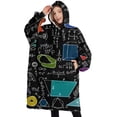 thumbnail image 1 of Oversized Wearable Blanket Hoodie,Math Equations Symbols Black Pattern Sherpa Blanket Hoodie with Super Pockets,Super Warm Fuzzy Pullover for Women & Men, 1 of 6
