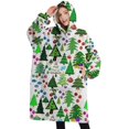 thumbnail image 1 of Oversized Wearable Blanket Hoodie,Multicolor Christmas Tree Pattern Sherpa Blanket Hoodie with Super Pockets,Super Warm Fuzzy Pullover for Women & Men, 1 of 6