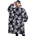 thumbnail image 1 of Oversized Wearable Blanket Hoodie,Navy Skull Pattern Sherpa Blanket Hoodie with Super Pockets,Super Warm Fuzzy Pullover for Women & Men, 1 of 6