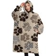 thumbnail image 1 of Oversized Wearable Blanket Hoodie,Paw Print Sherpa Blanket Hoodie with Super Pockets,Super Warm Fuzzy Pullover for Women & Men, 1 of 6
