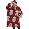 thumbnail image 1 of Oversized Wearable Blanket Hoodie,Pink Bichon Frise Sherpa Blanket Hoodie with Super Pockets,Super Warm Fuzzy Pullover for Women & Men, 1 of 6