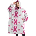 thumbnail image 1 of Oversized Wearable Blanket Hoodie,Pink Breast Cancer Sherpa Blanket Hoodie with Super Pockets,Super Warm Fuzzy Pullover for Women & Men, 1 of 6