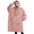 thumbnail image 1 of Oversized Wearable Blanket Hoodie,Pink Butterfly Pattern Sherpa Blanket Hoodie with Super Pockets,Super Warm Fuzzy Pullover for Women & Men, 1 of 6