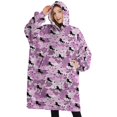 thumbnail image 1 of Oversized Wearable Blanket Hoodie,Pink Cartoon Horse Star Pattern Sherpa Blanket Hoodie with Super Pockets,Super Warm Fuzzy Pullover for Women & Men, 1 of 6
