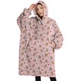 thumbnail image 1 of Oversized Wearable Blanket Hoodie,Pink Christmas Gingerbread Pattern Sherpa Blanket Hoodie with Super Pockets,Super Warm Fuzzy Pullover for Women & Men, 1 of 6