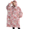 thumbnail image 1 of Oversized Wearable Blanket Hoodie,Pink Christmas Snowman Pattern Sherpa Blanket Hoodie with Super Pockets,Super Warm Fuzzy Pullover for Women & Men, 1 of 6