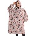 thumbnail image 1 of Oversized Wearable Blanket Hoodie,Pink Cow Strawberry Hat Pattern Sherpa Blanket Hoodie with Super Pockets,Super Warm Fuzzy Pullover for Women & Men, 1 of 6