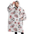 thumbnail image 1 of Oversized Wearable Blanket Hoodie,Pink Cow Strawberry Jar Pattern Sherpa Blanket Hoodie with Super Pockets,Super Warm Fuzzy Pullover for Women & Men, 1 of 6