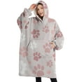 thumbnail image 1 of Oversized Wearable Blanket Hoodie,Pink Dog Paw Sherpa Blanket Hoodie with Super Pockets,Super Warm Fuzzy Pullover for Women & Men, 1 of 6
