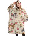 thumbnail image 1 of Oversized Wearable Blanket Hoodie,Pitbull Dog and Flower Floral Sherpa Blanket Hoodie with Super Pockets,Super Warm Fuzzy Pullover for Women & Men, 1 of 6