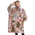 thumbnail image 1 of Oversized Wearable Blanket Hoodie,Poodle and Pioneer Flower Sherpa Blanket Hoodie with Super Pockets,Super Warm Fuzzy Pullover for Women & Men, 1 of 6