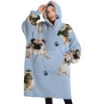 thumbnail image 1 of Oversized Wearable Blanket Hoodie,Pug and Footprints Sherpa Blanket Hoodie with Super Pockets,Super Warm Fuzzy Pullover for Women & Men, 1 of 6