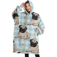 thumbnail image 1 of Oversized Wearable Blanket Hoodie,Pug with Crown Sherpa Blanket Hoodie with Super Pockets,Super Warm Fuzzy Pullover for Women & Men, 1 of 6