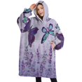 thumbnail image 1 of Oversized Wearable Blanket Hoodie,Purple Butterfly Flower Pattern Sherpa Blanket Hoodie with Super Pockets,Super Warm Fuzzy Pullover for Women & Men, 1 of 6