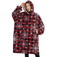 thumbnail image 1 of Oversized Wearable Blanket Hoodie,Red and Black Christmas Snowflake Pattern Sherpa Blanket Hoodie with Super Pockets,Super Warm Fuzzy Pullover for Women & Men, 1 of 6