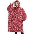 thumbnail image 1 of Oversized Wearable Blanket Hoodie,Red Christmas HO Pattern Sherpa Blanket Hoodie with Super Pockets,Super Warm Fuzzy Pullover for Women & Men, 1 of 6