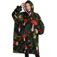 thumbnail image 1 of Oversized Wearable Blanket Hoodie,Red Mushroom Gnome Dark Green Pattern Sherpa Blanket Hoodie with Super Pockets,Super Warm Fuzzy Pullover for Women & Men, 1 of 6