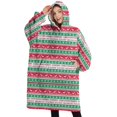 thumbnail image 1 of Oversized Wearable Blanket Hoodie,Red and Green Christmas Pattern Sherpa Blanket Hoodie with Super Pockets,Super Warm Fuzzy Pullover for Women & Men, 1 of 6
