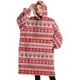 thumbnail image 1 of Oversized Wearable Blanket Hoodie,Red and White Christmas Pattern Sherpa Blanket Hoodie with Super Pockets,Super Warm Fuzzy Pullover for Women & Men, 1 of 6